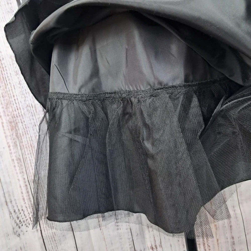 Sequin Hearts Jr. 3 Black & Pink Floral‎ Flared Pleated Mini Skirt Harajuku